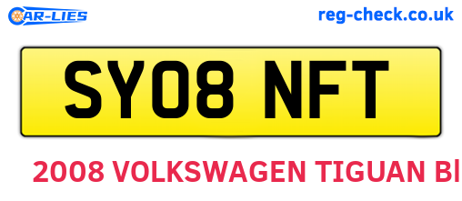 SY08NFT are the vehicle registration plates.