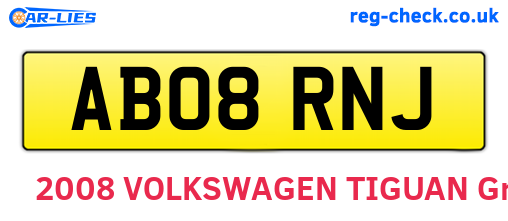 AB08RNJ are the vehicle registration plates.