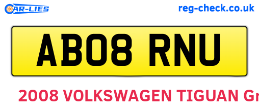 AB08RNU are the vehicle registration plates.