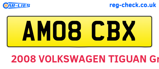 AM08CBX are the vehicle registration plates.