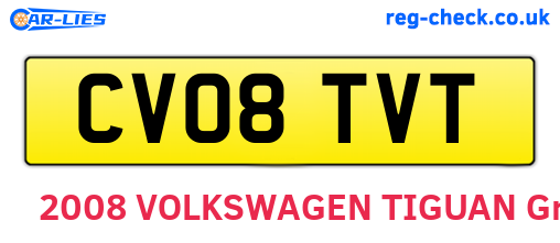 CV08TVT are the vehicle registration plates.