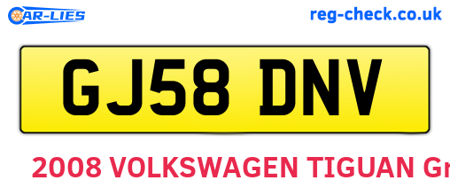 GJ58DNV are the vehicle registration plates.