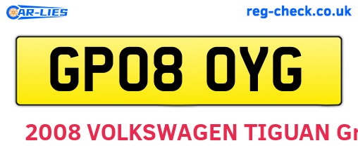 GP08OYG are the vehicle registration plates.