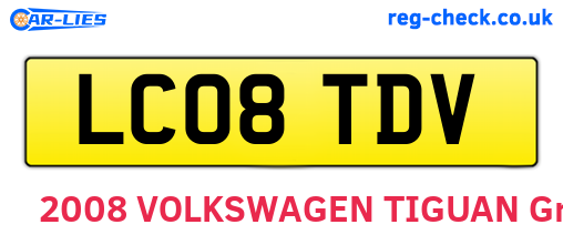 LC08TDV are the vehicle registration plates.