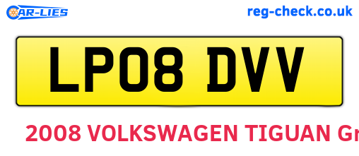 LP08DVV are the vehicle registration plates.