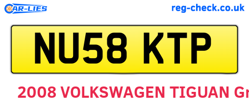 NU58KTP are the vehicle registration plates.