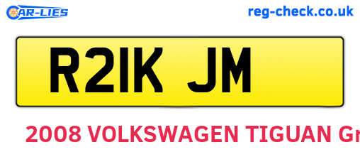 R21KJM are the vehicle registration plates.