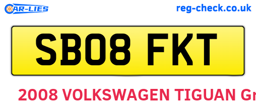 SB08FKT are the vehicle registration plates.