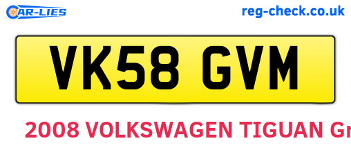 VK58GVM are the vehicle registration plates.