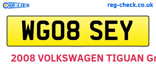 WG08SEY are the vehicle registration plates.