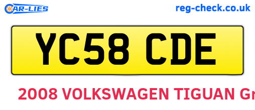 YC58CDE are the vehicle registration plates.