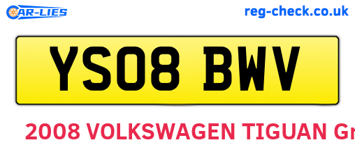 YS08BWV are the vehicle registration plates.