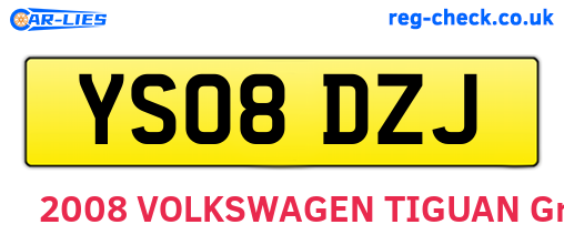 YS08DZJ are the vehicle registration plates.