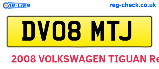 DV08MTJ are the vehicle registration plates.