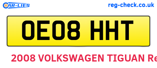 OE08HHT are the vehicle registration plates.