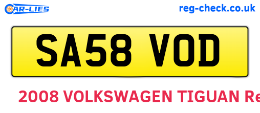 SA58VOD are the vehicle registration plates.