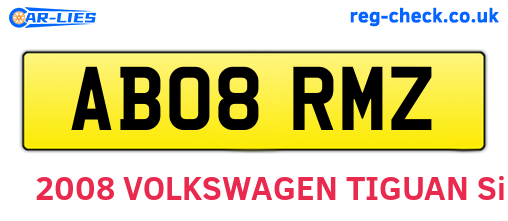 AB08RMZ are the vehicle registration plates.
