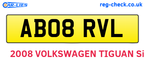AB08RVL are the vehicle registration plates.