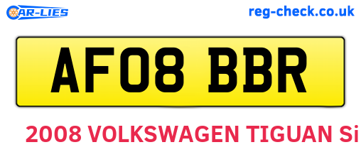 AF08BBR are the vehicle registration plates.