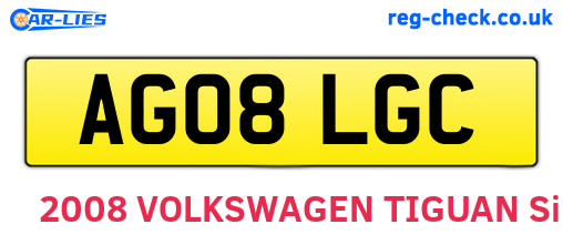 AG08LGC are the vehicle registration plates.