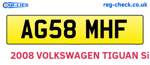 AG58MHF are the vehicle registration plates.