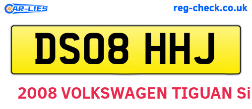 DS08HHJ are the vehicle registration plates.