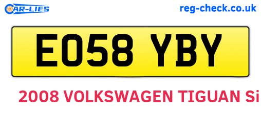 EO58YBY are the vehicle registration plates.