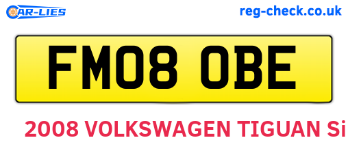 FM08OBE are the vehicle registration plates.