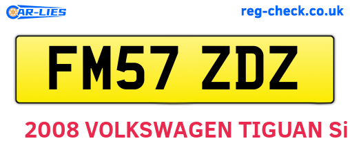 FM57ZDZ are the vehicle registration plates.