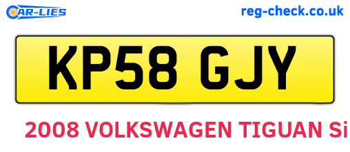 KP58GJY are the vehicle registration plates.
