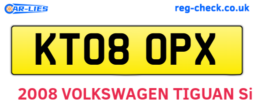 KT08OPX are the vehicle registration plates.