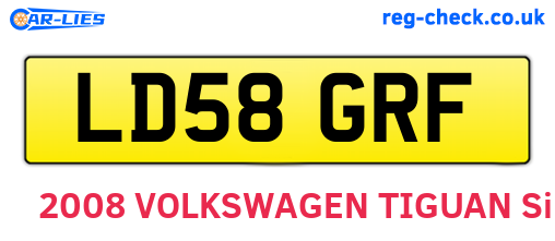 LD58GRF are the vehicle registration plates.