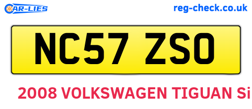 NC57ZSO are the vehicle registration plates.