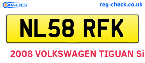 NL58RFK are the vehicle registration plates.
