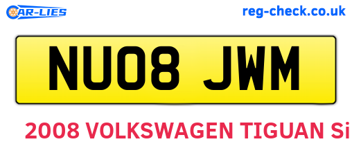 NU08JWM are the vehicle registration plates.