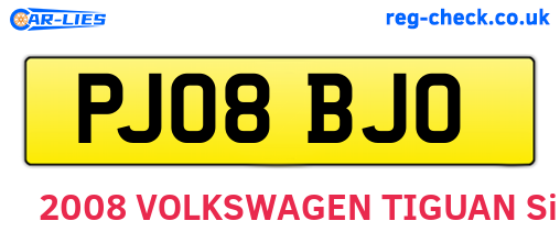 PJ08BJO are the vehicle registration plates.