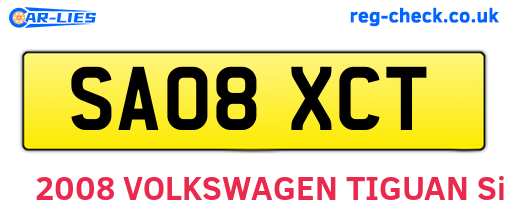 SA08XCT are the vehicle registration plates.