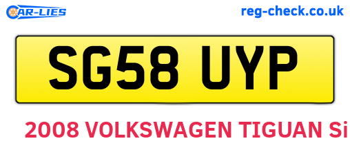 SG58UYP are the vehicle registration plates.