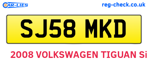 SJ58MKD are the vehicle registration plates.