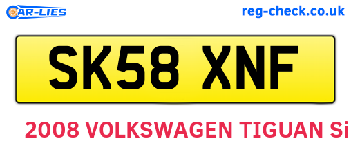 SK58XNF are the vehicle registration plates.