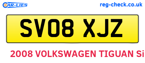 SV08XJZ are the vehicle registration plates.