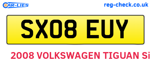 SX08EUY are the vehicle registration plates.