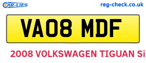 VA08MDF are the vehicle registration plates.