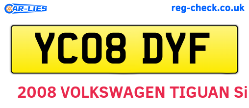 YC08DYF are the vehicle registration plates.