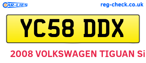 YC58DDX are the vehicle registration plates.