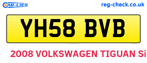 YH58BVB are the vehicle registration plates.