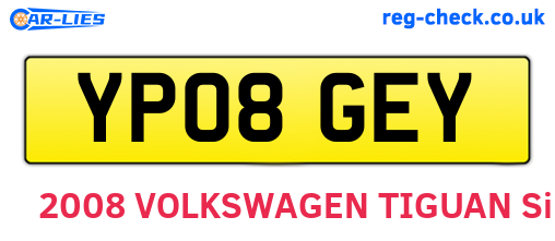 YP08GEY are the vehicle registration plates.