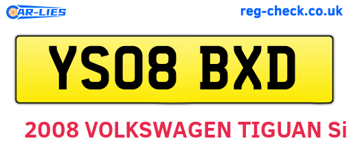 YS08BXD are the vehicle registration plates.