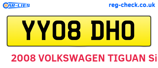 YY08DHO are the vehicle registration plates.