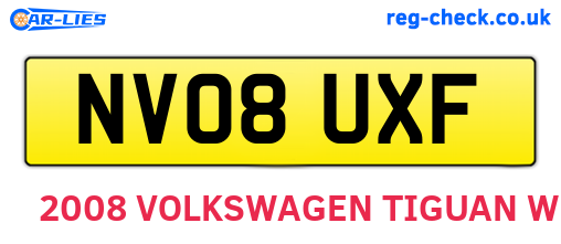 NV08UXF are the vehicle registration plates.
